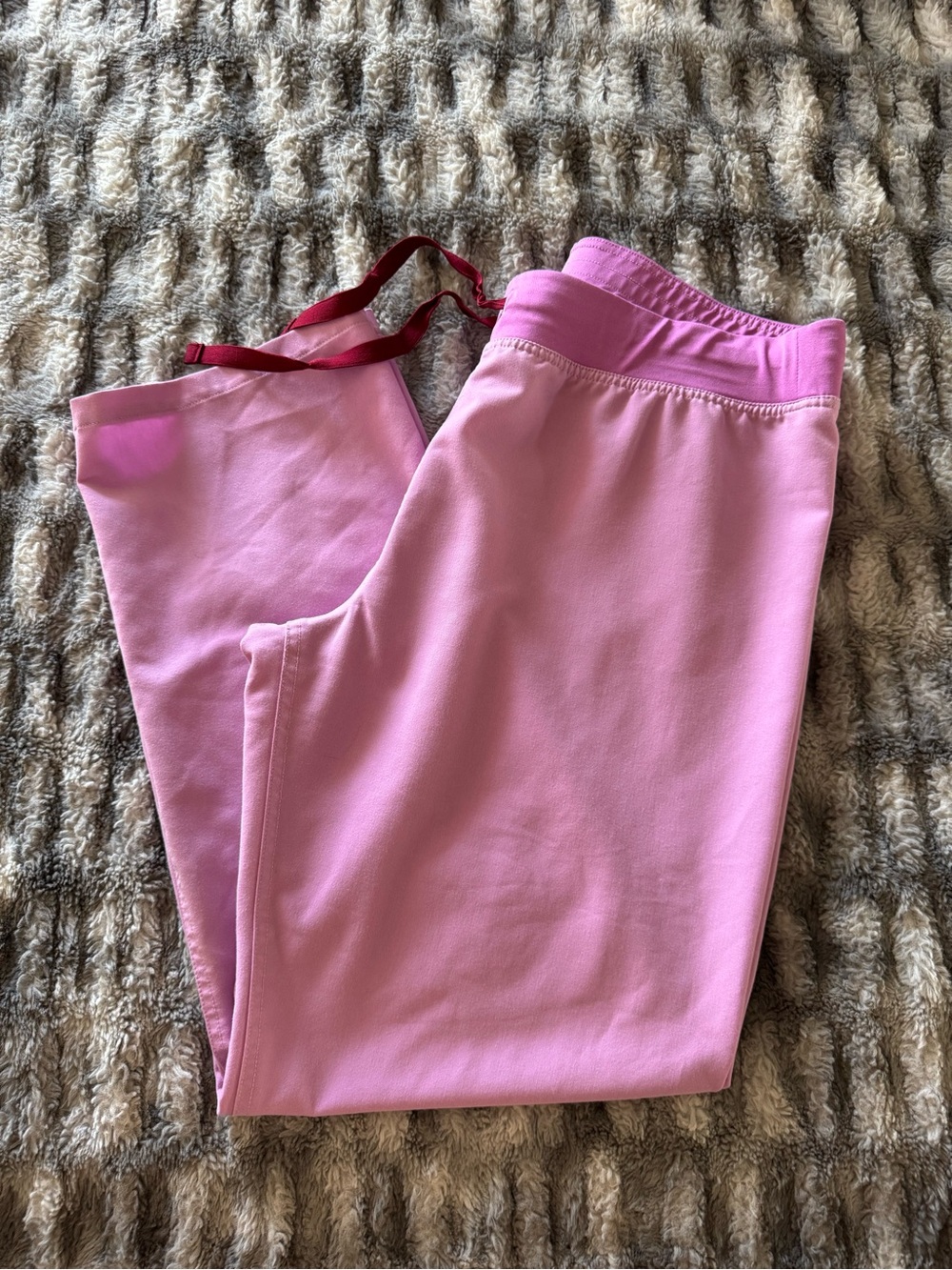 Figs Lilac Scrub Pants with Magenta Waistband